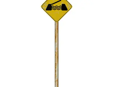 Movable Bridge Warning Traffic Sign 3D model
