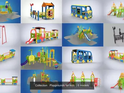 Collection   Playgrounds for kids  3D Model Pack