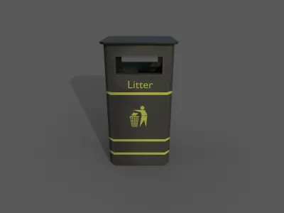 Garbage can PBR Low-poly 3D model