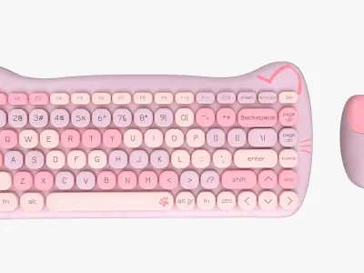 Wireless Keyboard Mouse Set Pinky Tones Version 3D model
