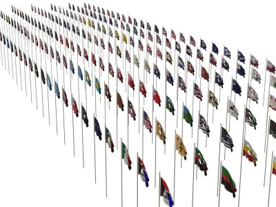 112 USA Flags - State Flags - Old Flags - Political Flags Low-poly 3D model