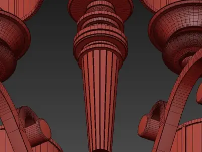 Classic light chandelier in gold with shades 3D model