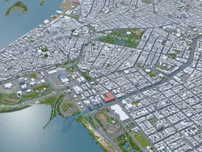 Porto Alegre Brazil 35km Low-poly 3D model