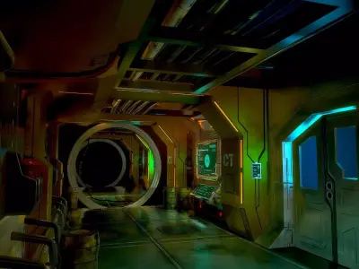 Sci-Fi Corridor 3D model 4