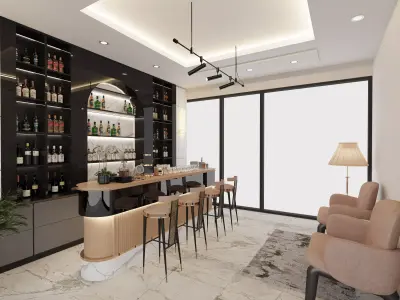 restaurants bar table  chair  plz open file press shift g Free 3D model