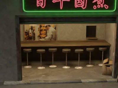 Japanease Street 3d Model Low-poly 3D model
