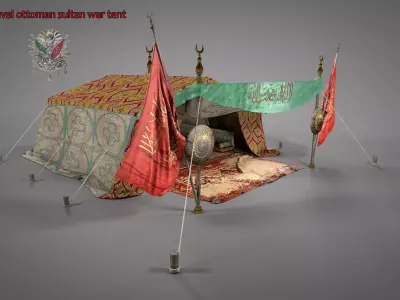  Medieval ottoman sultan war tent 3D model