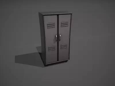 Grey and Black Stylized Locker Low-poly 3D model