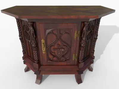 Victorian openable nighstand Low-poly 3D model