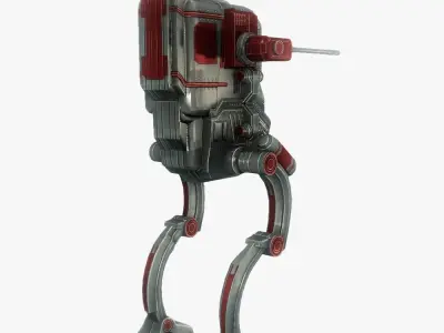 Sci-fi robot animated low poly Low-poly 3D model