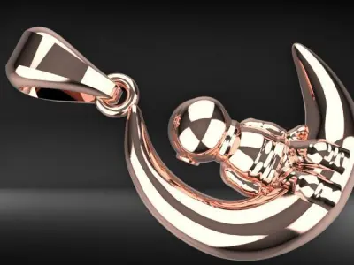 Astronaut moon pendant  3D print model