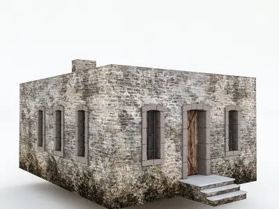 Old Stone Building nterior and Exterior 02 Low-poly 3D model