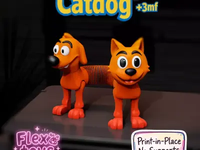 Flexi CatDog  Flexible 3D-Printable Toy 3D print model