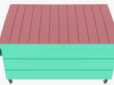 Dumpster trash can on wheels Low-poly 3D model