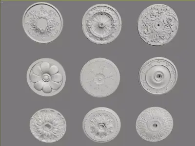 Plaster ceiling medallion 3D model