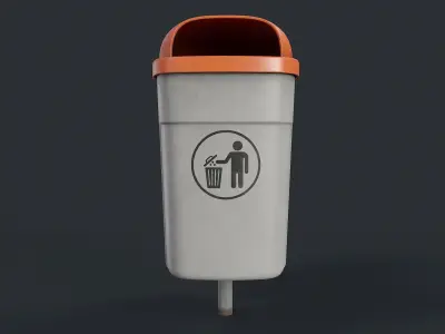 Street Trash Can 37 PBR Game Ready Low-poly 3D model