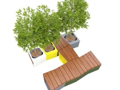 equiparc exa bench and  pot 3D model