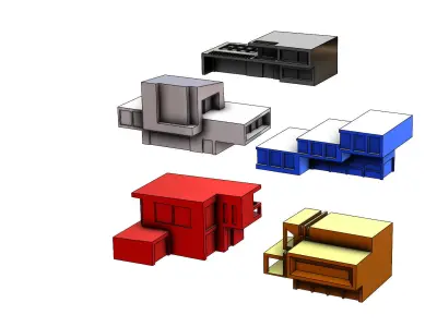 5 minimalist house designs 3D print model