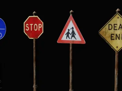 street sign Low-poly 3D model