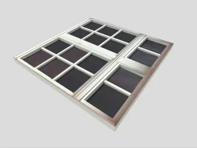 low poly window 6 with four panes of glass Low-poly 3D model