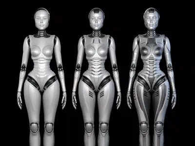 Futuristic Robot Woman Collection - No Rig 3D model