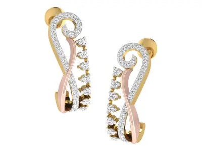 Yellow gold diamond earring-EZ BI-93 3D print model