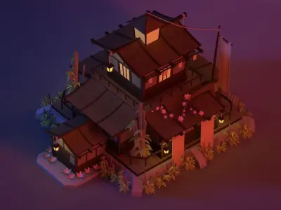 Samurai House Low poly Low-poly 3D model