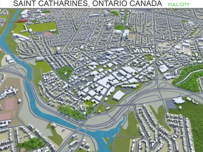 Saint Catharines Ontario Canada 25km Low-poly 3D model