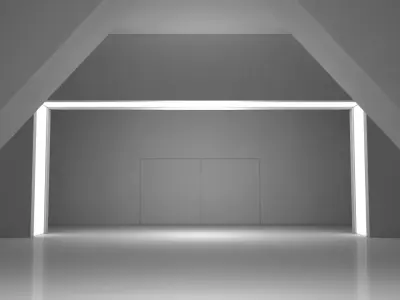 Empty White Corridor Low-poly 3D model