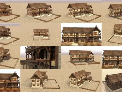 Mdeieval house 15 collection 3D Model Pack
