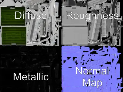 Football Stadium Model Pack for Game Development and Rendering Low-poly 3D model