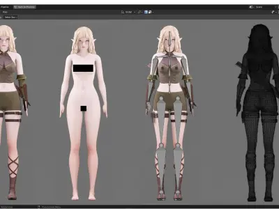 Elf Archer Realistic Female - Blender UE5 Unity - 40 animations Low-poly 3D model