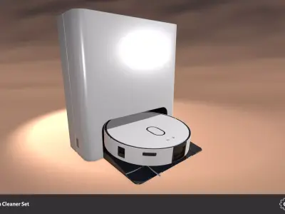 Robotic Vacuum Cleaner Set Low-poly 3D model