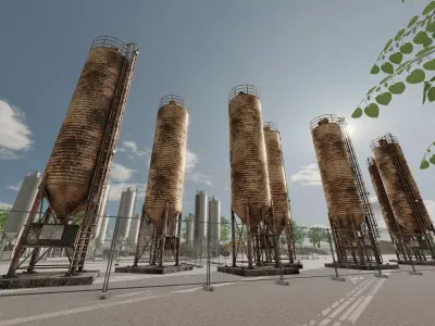 Industrial Cement Silo Version 3 old and rusty Low-poly 3D model