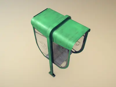 NoviSad PhoneBooth double GREEN Low-poly 3D model