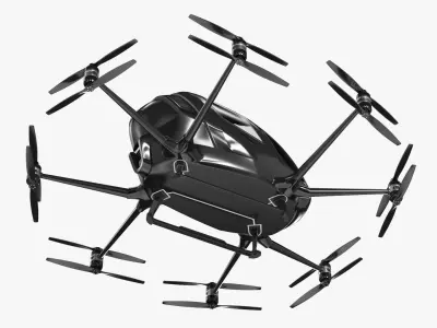  Futuristic Hovercraft-Style Air Vehicle Black Simplified 