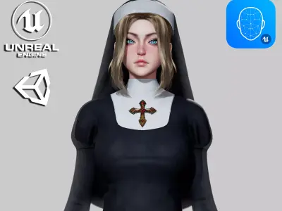 Nun - Game Ready Low-poly 3D model