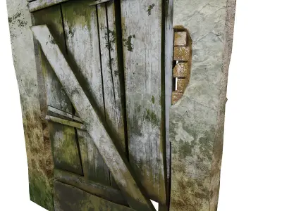 Grungy old door  Low-poly 3D model