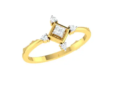 Light Weight Yellow Gold Diamond Ring  -EZ R-192 3D print model