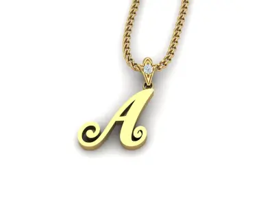 Alphabet V3 Light Gold  Font Pendant A 3D print model