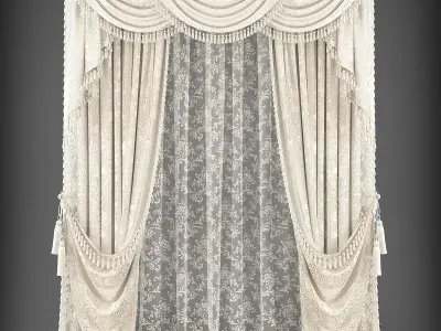 Curtain with fringes Low-poly 3D model