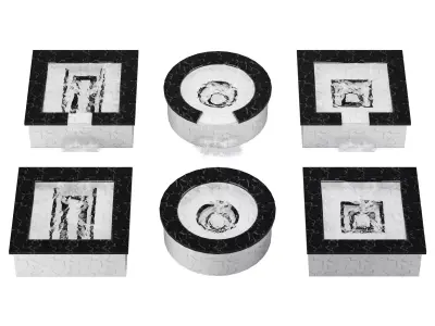 Jacuzzi set marble coffee table Low-poly 3D model