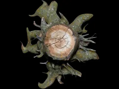 Dead Moss Tree Stump V2 Low-poly 3D model