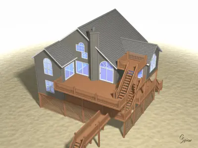 Summer Beach House Exterior 01 3D model