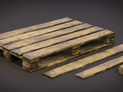 Damaged Wooden Pallet Game Asset Low-poly 3D model
