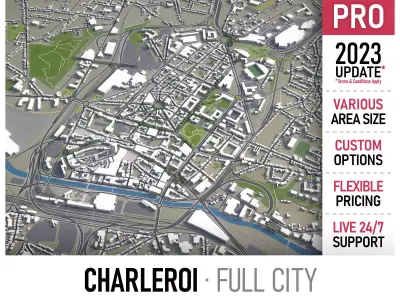 Charleroi - 3D City Model Low-poly 3D model