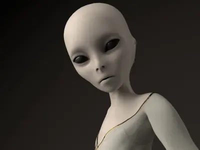 Grey Alien female with daggers 3D model