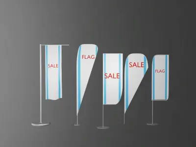 Marketing flag banners pack 3D model