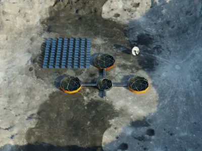 Moon Martian base 3D model Low-poly 3D model