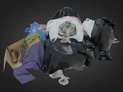 Garbage Set pile of bags Low-poly 3D model